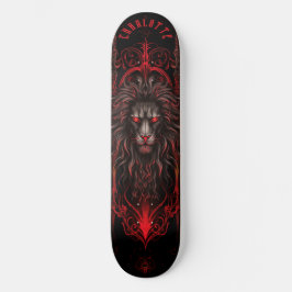 Skateboard Mythical Lion with Tribal Patterns Dark Fantasy