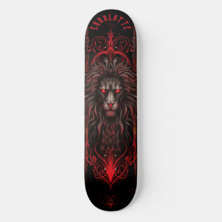 Skateboard Mythical Lion with Tribal Patterns Dark Fantasy