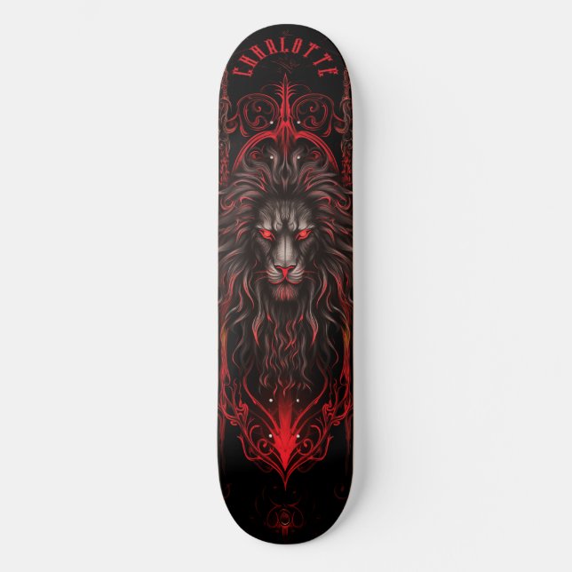 Skateboard Mythical Lion with Tribal Patterns Dark Fantasy (Anverso)