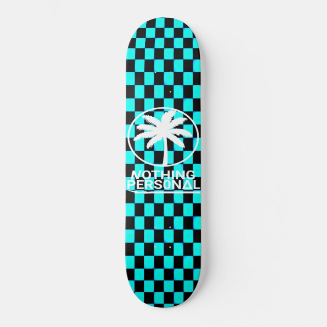 Skateboard Nada Personal Cuadrados Gradiente Negro y Azul (Anverso)
