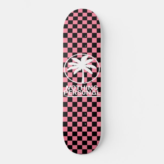 Skateboard Nada Personal Vaporwave Patrón de Tablero de Ajedr (Anverso)