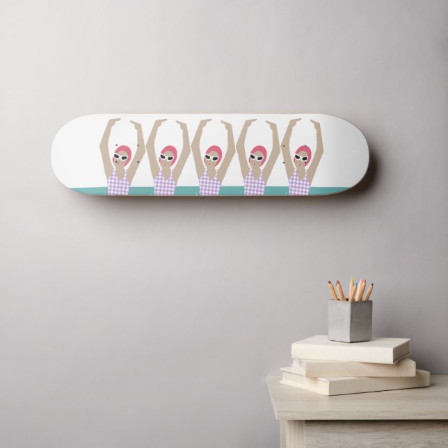 Skateboard Nadadores artísticos | Arte de diseño de natación  (Arte de pared (horz))
