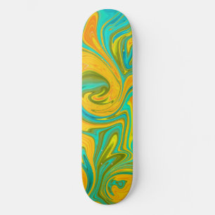 Skateboard Naranja amarillo neón de moda Giro abstracto verde
