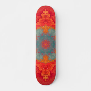 Skateboard Naranja azul hippie psicodélico y rojo