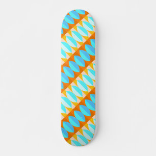 Skateboard Naranja azul turquesa colorido patrón amarillo
