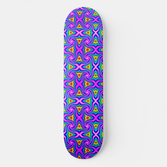 Skateboard Naranja azul verde Mauve Rhombus Patrón arcoiris (Anverso)
