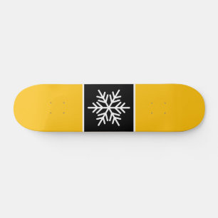 Skateboard Naranja blanco negro divertido tiras de nieve copo