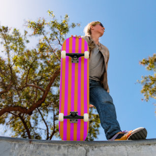 Skateboard Naranja brillante Patrón de banda rosada caliente 