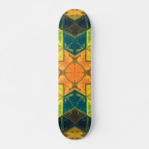 Skateboard Naranja cuadrado de Kaleidoscope Mosaico amarillo 