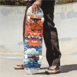 Skateboard Naranja de cabeza de dragón mítico Guay Blue Hue<br><div class="desc">El patinaje cuenta con un impresionante ilustracion que representa a un majestuoso dragón en tonos naranja y azul. (H) Si necesitas ayuda,  por favor siéntete libre de contactarme a través del "VENDEDOR DE CONTACTO" ¡y estoy feliz de ayudarte! H</div>