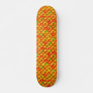Skateboard Naranja de caída y escalas verdes