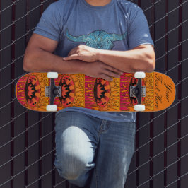 Skateboard Naranja de color rojo retro retro soñador