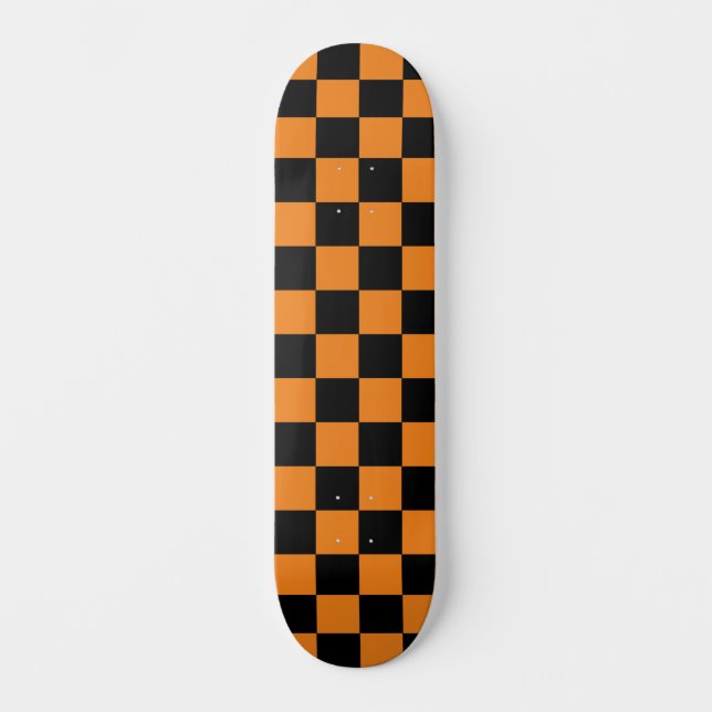Skateboard Naranja de control clásico (a cuadros) y negro (Anverso)