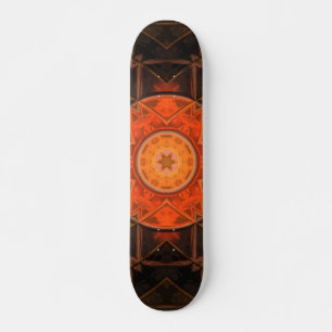 Skateboard Naranja de flores Mosaic Kaleidoscope y Brown