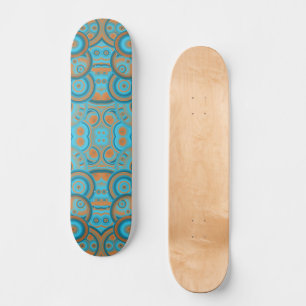 Skateboard Naranja de gradiente Círculo Concéntrico Turquesa