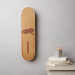 Skateboard Naranja de serpientes de maíz rojo realista person<br><div class="desc">Este patinador presenta un ilustracion de estilo realista de una serpiente de maíz enrollada en rojo y naranja. Está listo para ser personalizado con un nombre en letras de naranja rojizo. Hace un gran regalo para los propietarios de serpientes mascotas.</div>