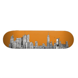 Skateboard Naranja del horizonte de Nueva York
