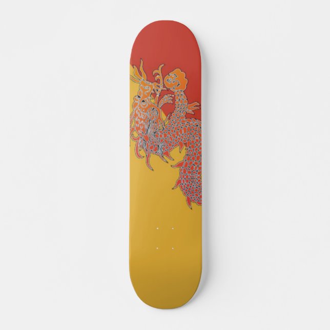 Skateboard naranja Dragon (Anverso )