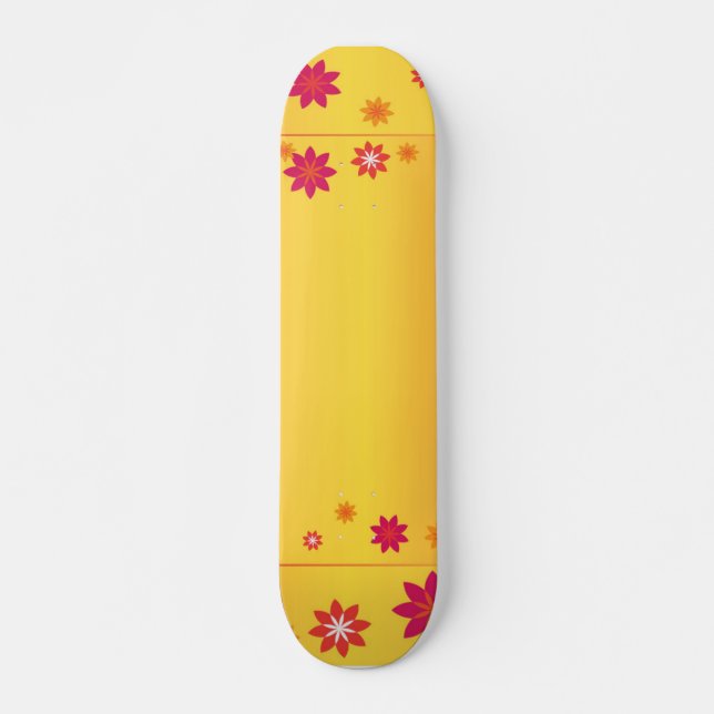 Skateboard naranja Flowers (Anverso )