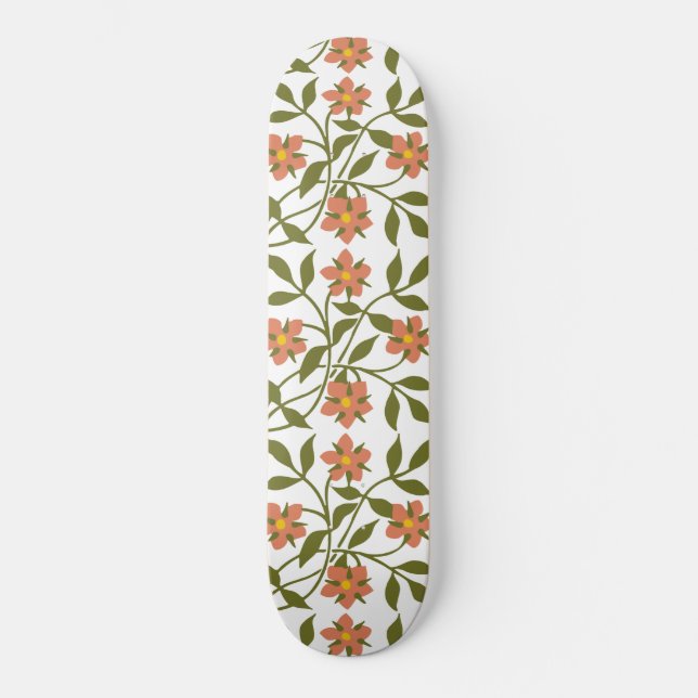 SKATEBOARD NARANJA FLOWERS (Anverso)