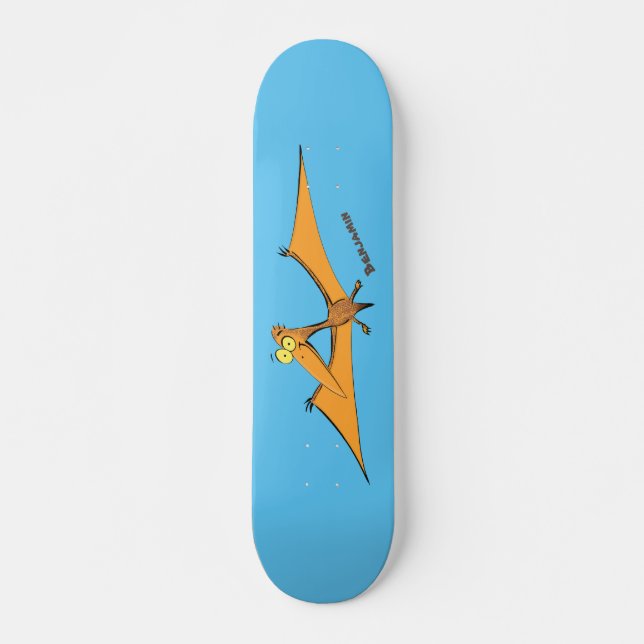 Skateboard Naranja lindo y gracioso personalizado pterodáctil (Anverso )