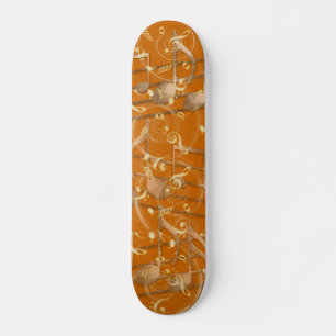 Skateboard Naranja oxidado notas de música artística skateboa