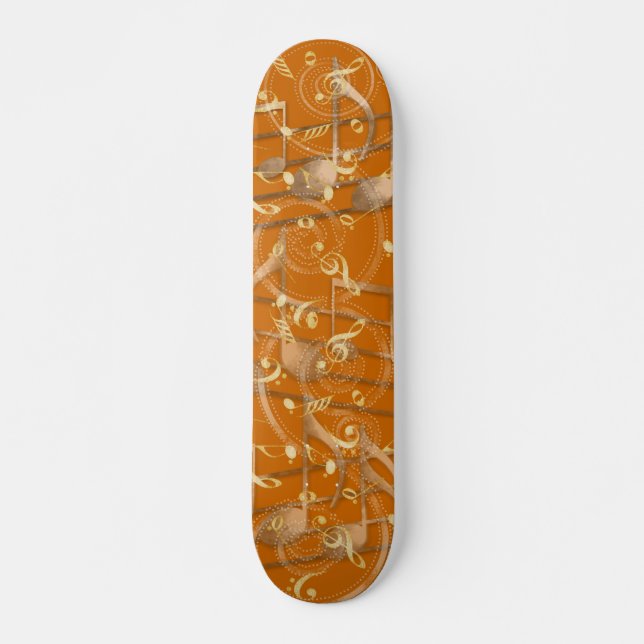Skateboard Naranja oxidado notas de música artística skateboa (Anverso )