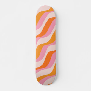 Skateboard Naranja rosa de barrido arco iris Resumen sol retr