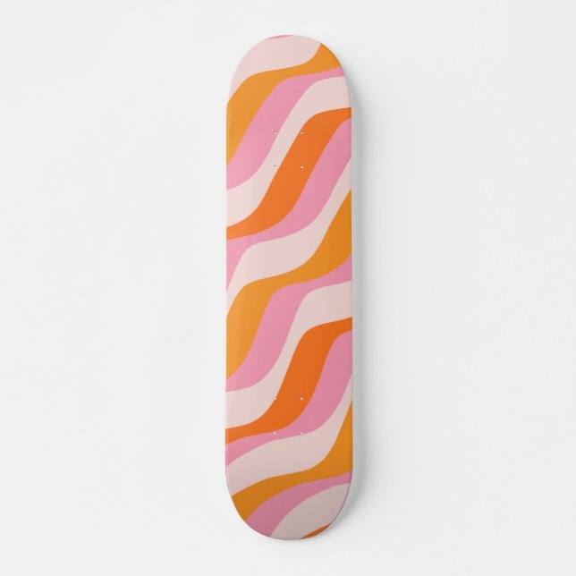 Skateboard Naranja rosa de barrido arco iris Resumen sol retr (Anverso )