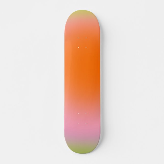 Skateboard Naranja rosa verde limón gradiente colorido (Anverso )