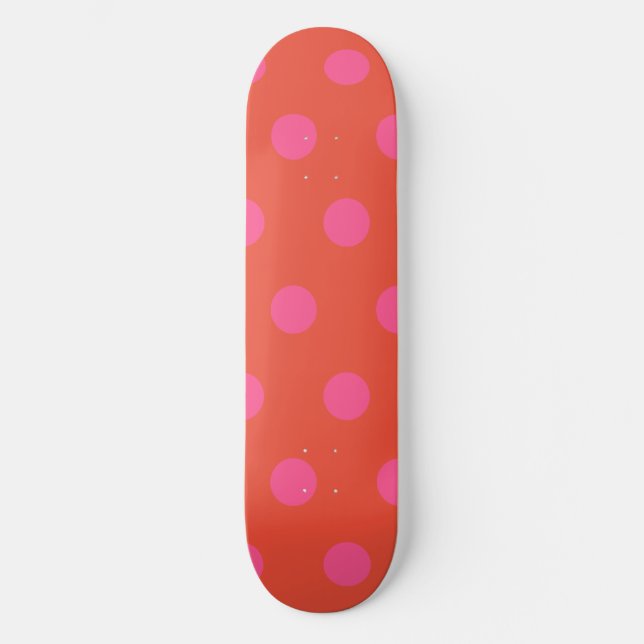 Skateboard Naranja rosado y rojo monogramado (Anverso)