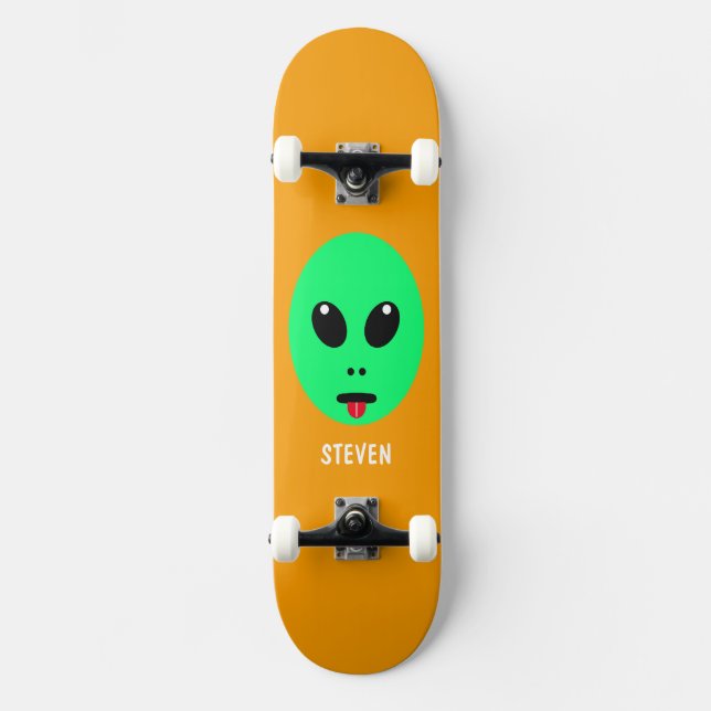 Skateboard Naranja Verde Ajena  Personalizado Niños (Anverso)