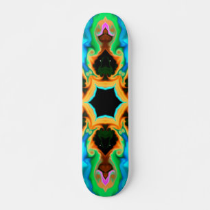 Skateboard Naranja Verde azulado hippie psicodélico y negro