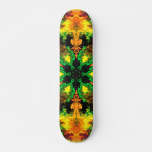 Skateboard Naranja verde hippie psicodélico y amarillo