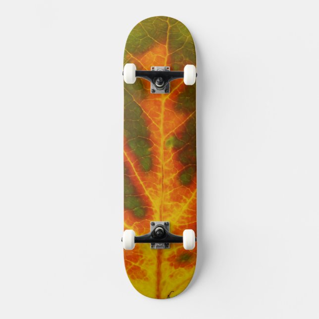 Skateboard Naranja verde y hoja de aluminio amarillo #1 (Anverso)