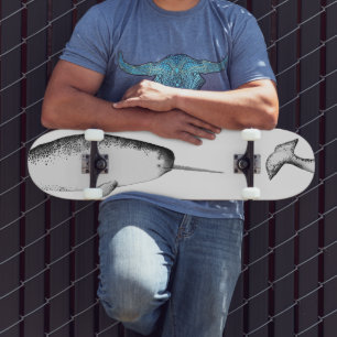 Skateboard Narhwal Unicorn Ilustracion mágico para ballenas L