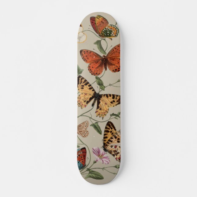 Skateboard Naturaleza de la polilla de mariposa Dibujo acuare (Anverso )