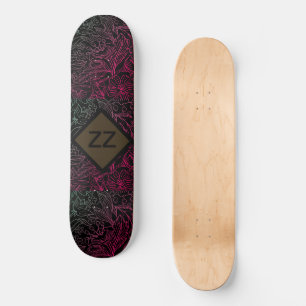 Skateboard naturaleza floral vintage Monograma personalizado