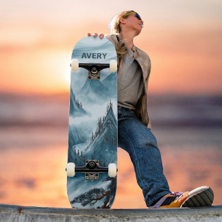 Skateboard Naturaleza paisajística de las montañas rodando az