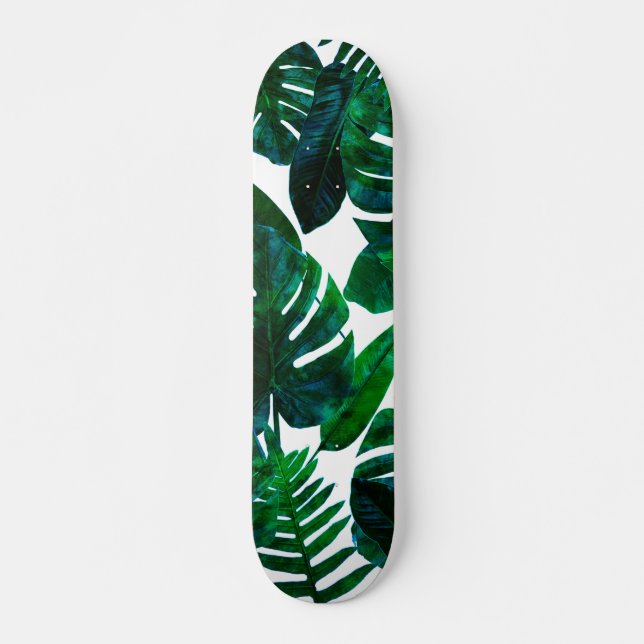 Skateboard Naturaleza tropical Monstera Pintado acuático, Bot (Anverso )