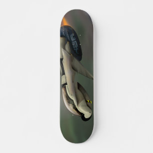 Skateboard Nave espacial volando a través de un planeta