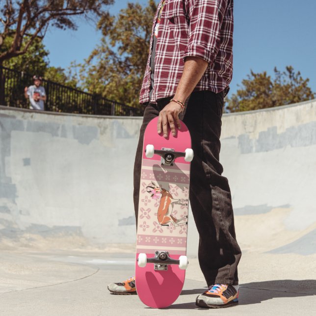 Skateboard Navidad elegante rosa con estampado de cierva (Exterior 2)