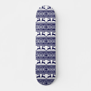 Skateboard Navidades, azul y blanco escandinavo