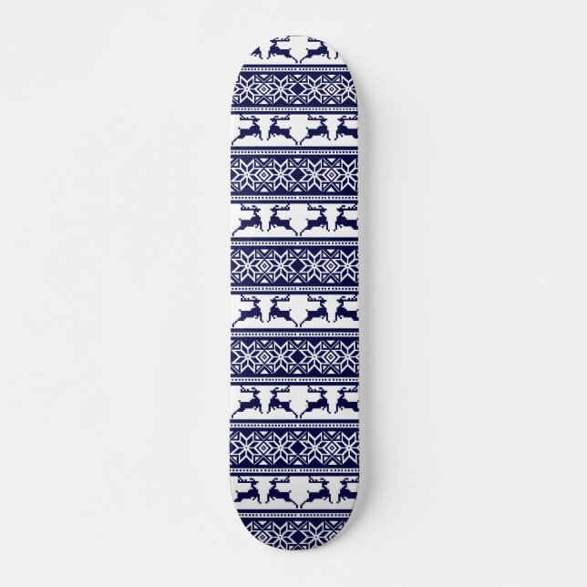 Skateboard Navidades, azul y blanco escandinavo