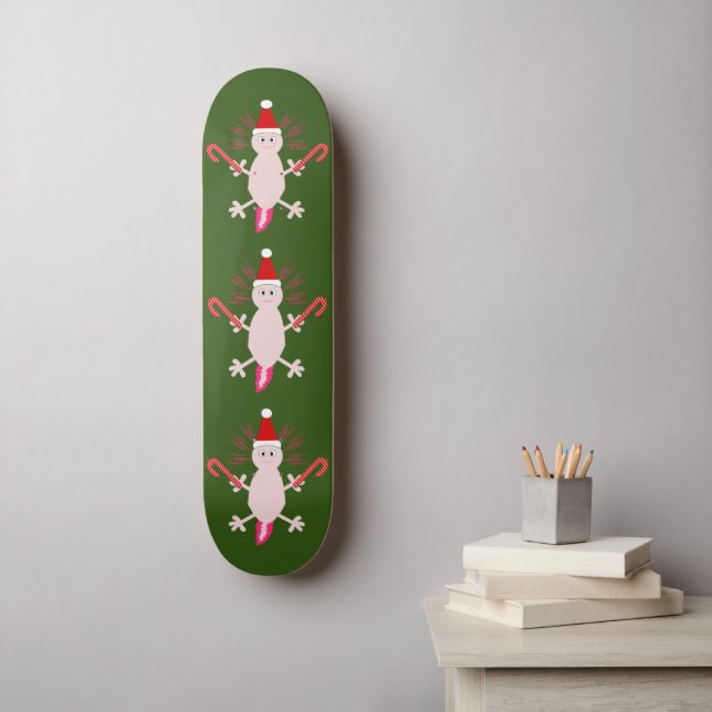 Skateboard Navidades de Cute Axolotl (Arte de la pared)