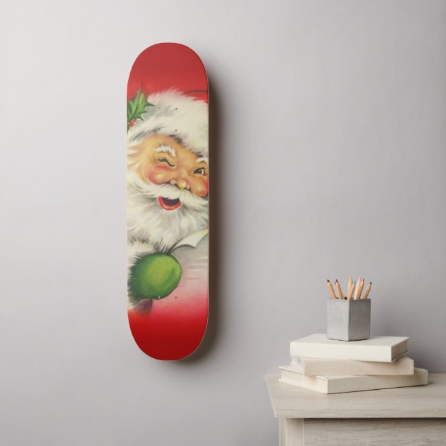 Skateboard Navidades de Vintage Santa Claus (Arte de la pared)