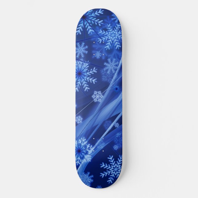 Skateboard Navidades del Blue Winter Snowflakes (Anverso)