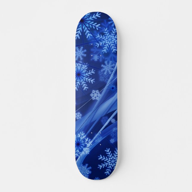 Skateboard Navidades del Blue Winter Snowflakes (Anverso )