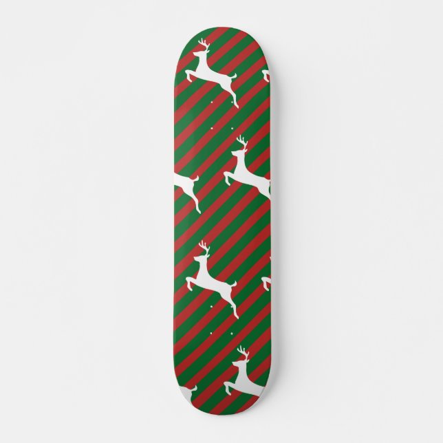 Skateboard Navidades del patrón de ciervos blancos de banda v (Anverso )