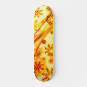Skateboard Navidades dorados copos de nieve